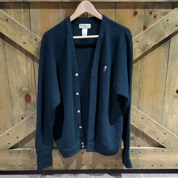 Original Penguin Blue Cardigan Classic Knit Sweater Golf Sport Preppy Vintage - Picture 1 of 8
